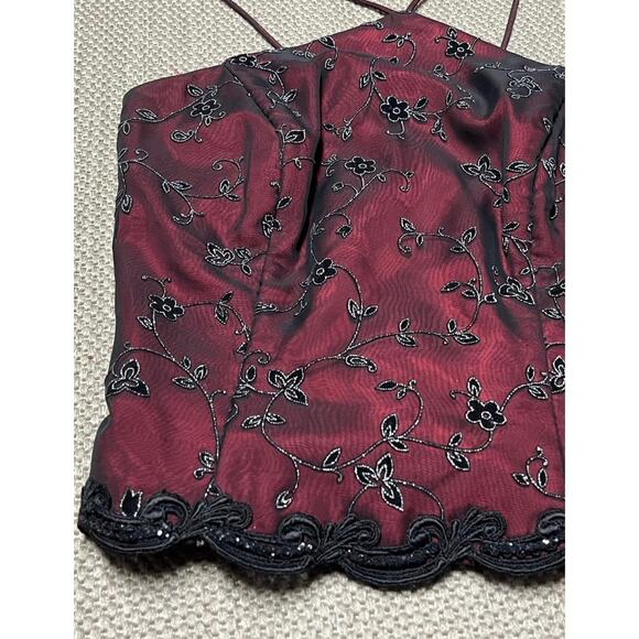 Blondie Nites by Jaslene Women's Red Mesh Overlay Maxi Dress - Picture 3 of 10